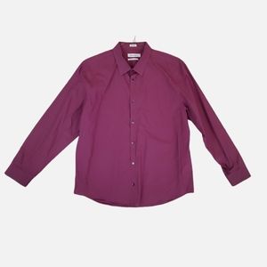 Calvin Klein Men's Purple Cool Tech Non Iron Long Sleeve‎ Dress Shirt XL
